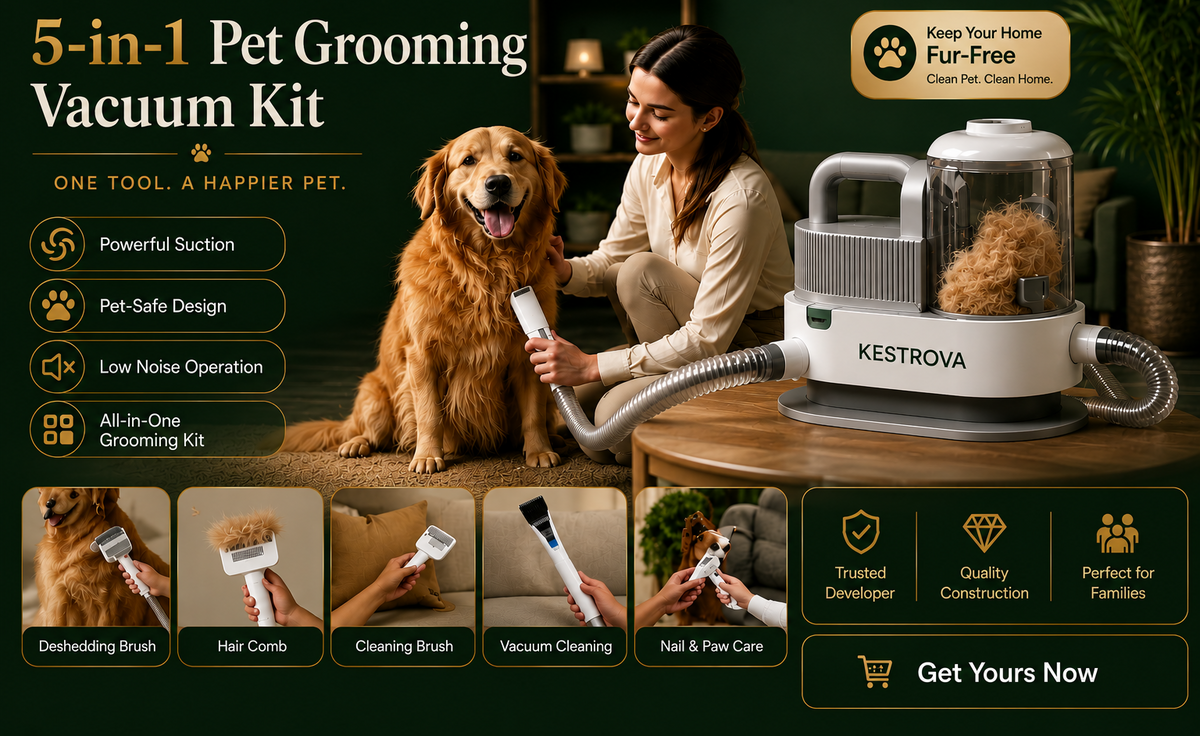 5-in-1 Pet Grooming Vacuum Kit