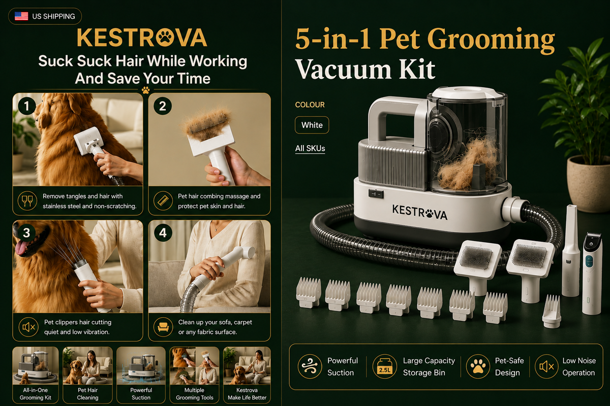 5-in-1 Pet Grooming Vacuum Kit